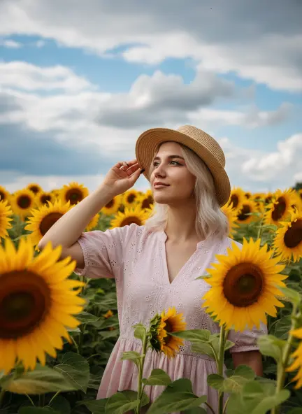 Фотосессия в подсолнухах